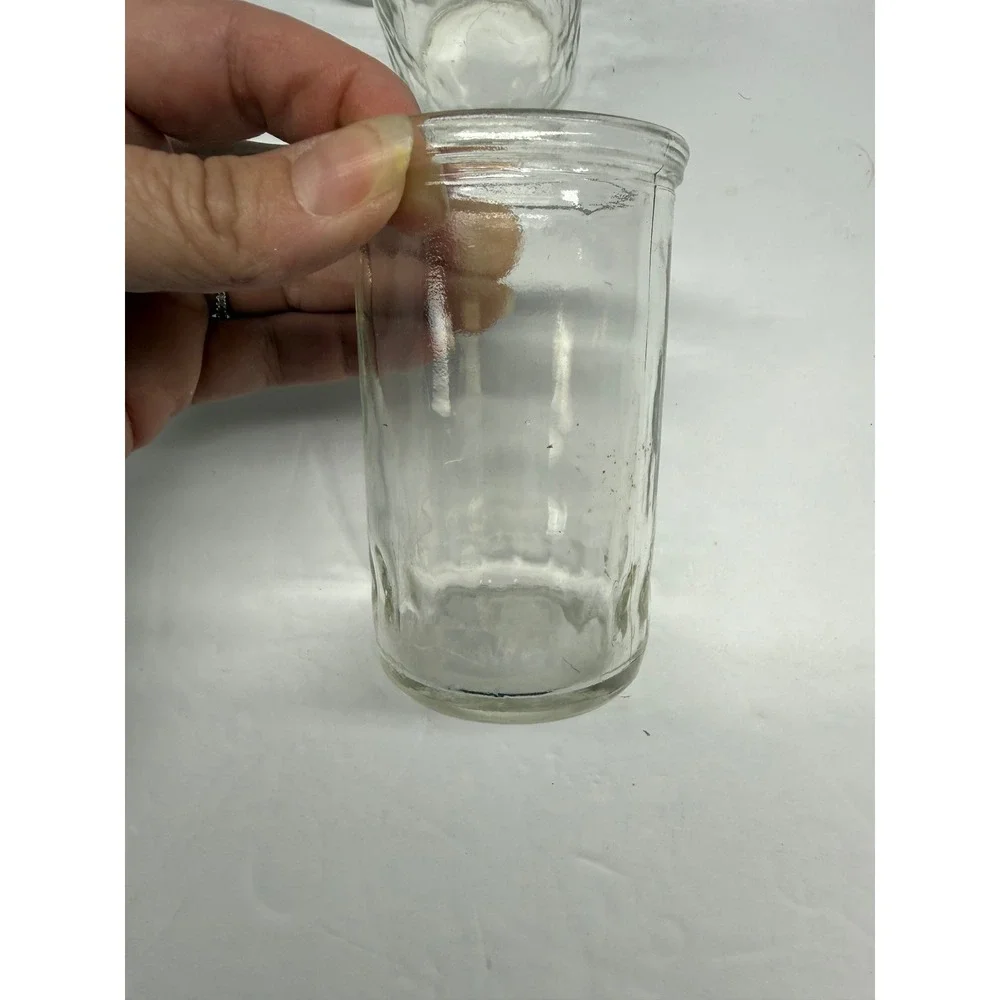 Vintage Clear Glass Jelly Jars Set of 5 Paneled Juice Tumblers 4 Inch
